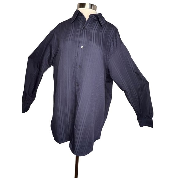 NWT Axcess A Claiborne Co Men’s XL dress shirt blue pinstripes collar button dow - Picture 1 of 16